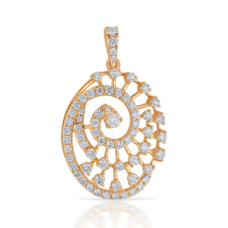 Abstract Spiral Pendant Set in18K Rose Gold & Diamond